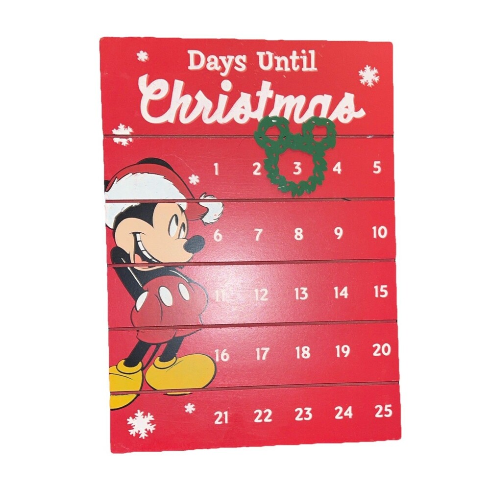 Disney Mickey Mouse Wooden Advent 25 Days Calender 12" x 9"